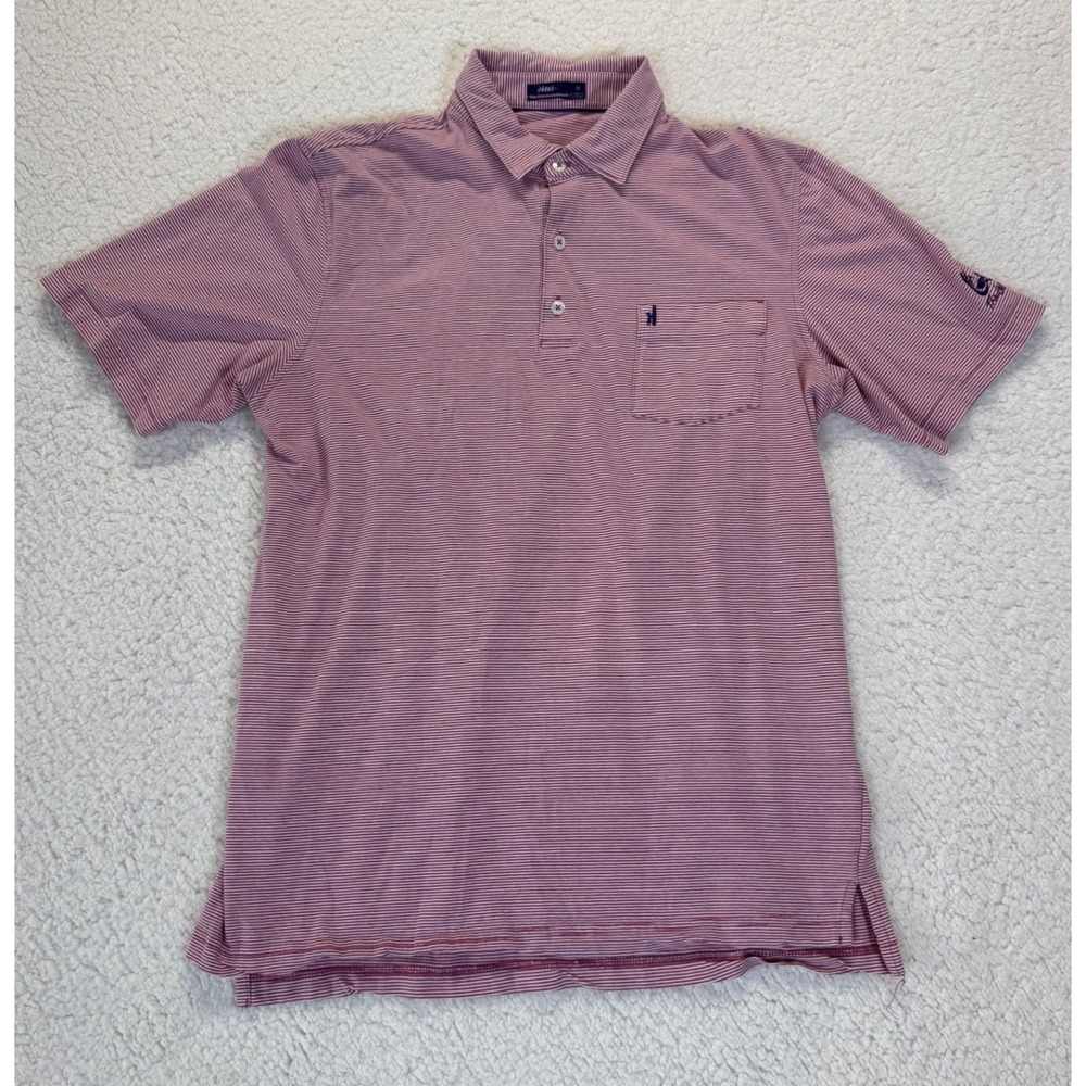 Johnnie-O‎ The Lakes Golf Club, Red White Striped Short Sleeve Polo Size M